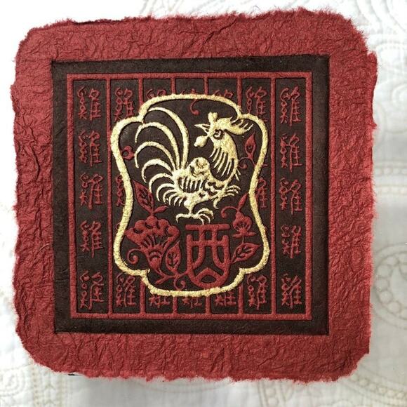 Asian Pressed Paper Set Of 3 Art Pieces On Mats - Picture 9 of 12